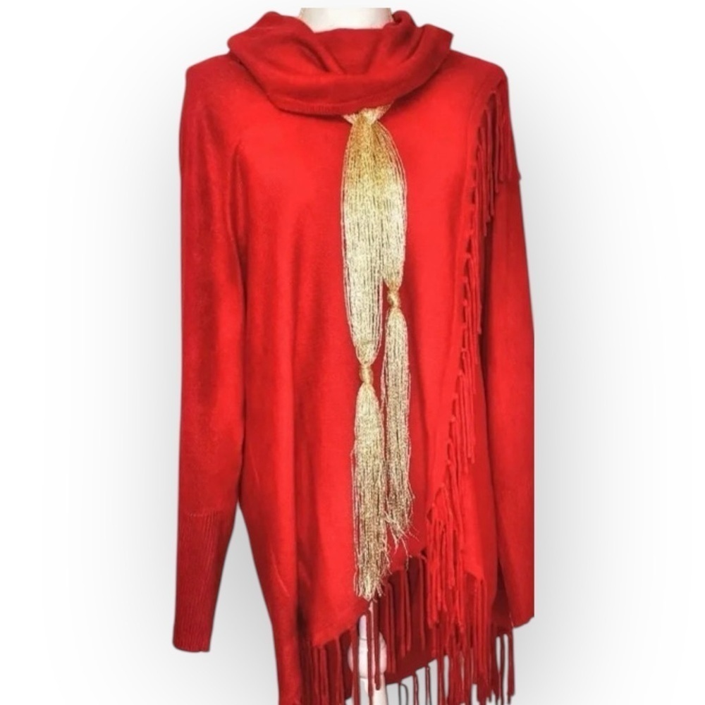 FASHION METALLIC MESH SCARF Gold Metallic Mesh Ladies Fashion Scarf with Fringe - Picture 2 of 5